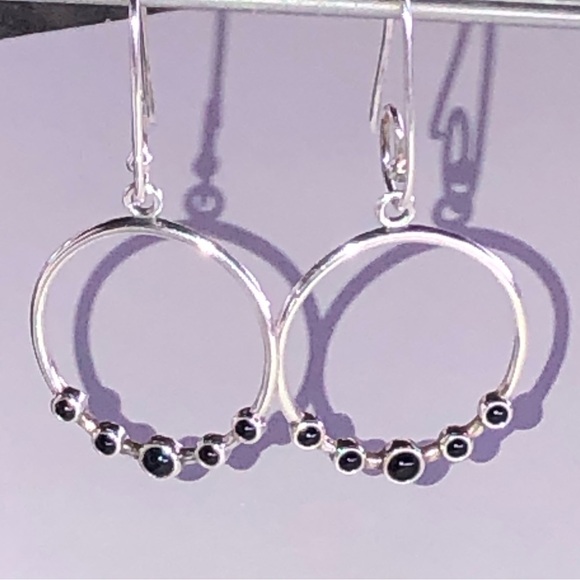 Pandora Black Onyx Compose Earrings 925 Ale - Picture 7 of 7